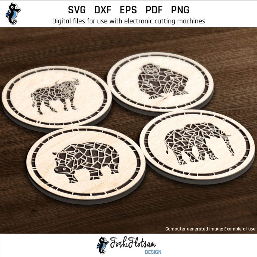 Coaster SVG - African animal SVG coaster bundle image 3 Third 4 of 12 African animal coasters included in this coaster SVG bundle.